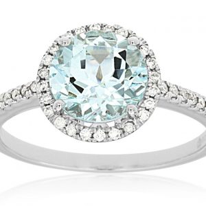 AQUAMARINE & DIAMOND RING
