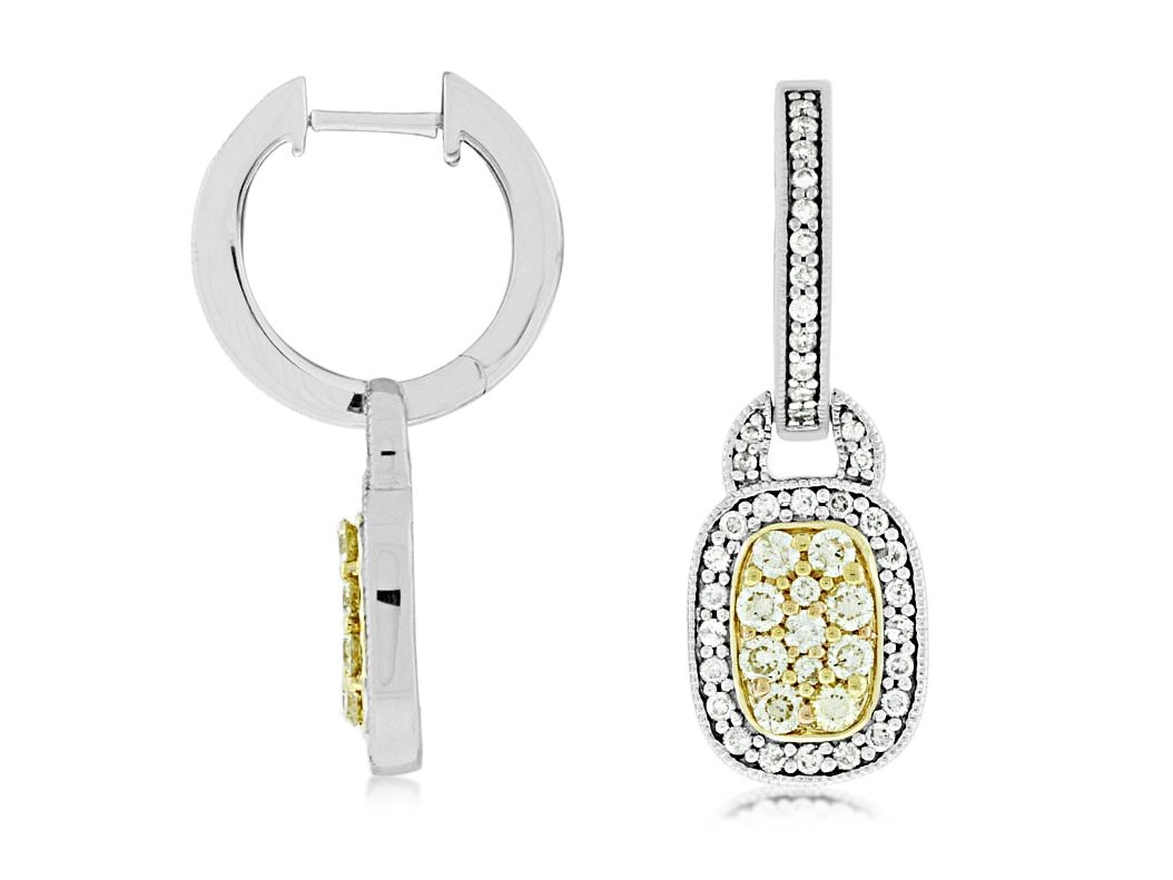 YELLOW DIA & DIAMOND EARRING