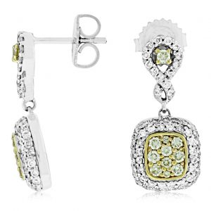 YELLOW DIA & DIAMOND EARRING