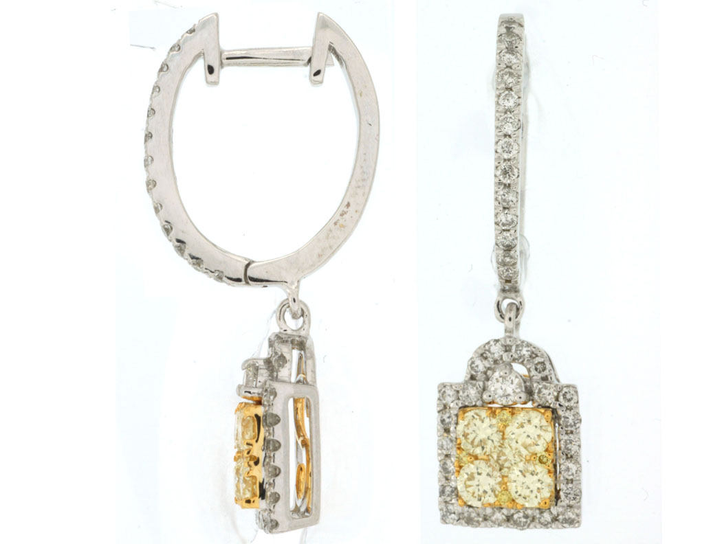 YELLOW DIA & DIAMOND EARRING