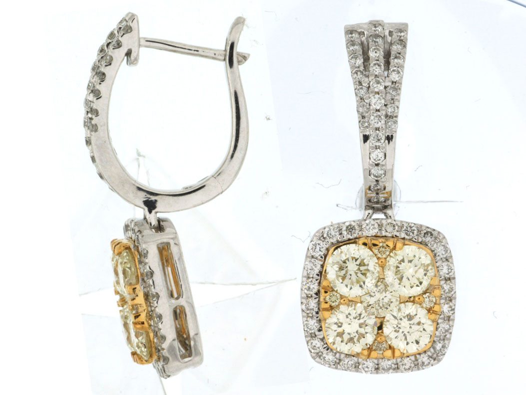 YELLOW DIA & DIAMOND EARRING