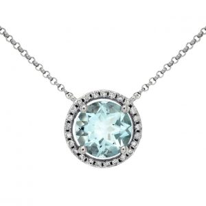 AQUAMARINE & DIAMOND NECKLACE