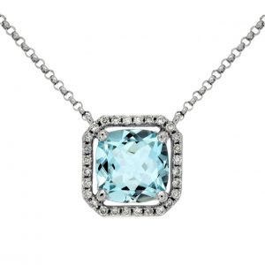 AQUAMARINE & DIAMOND NECKLACE