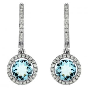 AQUAMARINE & DIAMOND EARRING