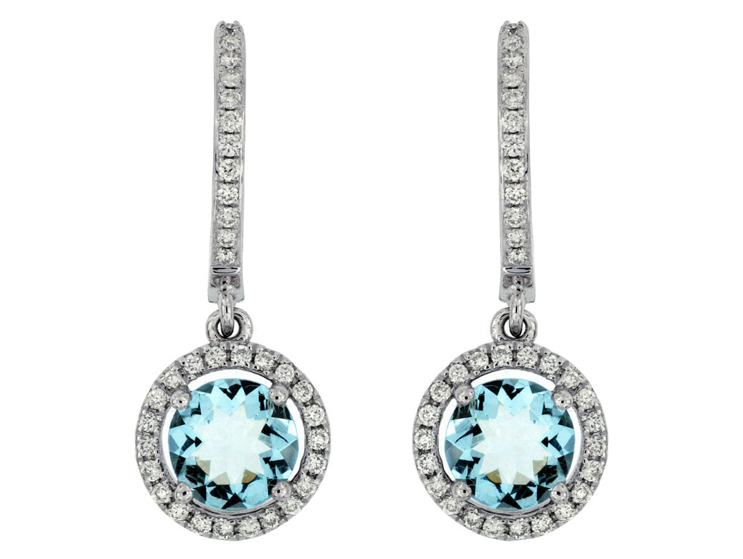 AQUAMARINE & DIAMOND EARRING