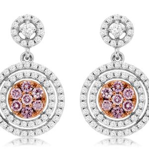 WHITE & PINK DIAMOND EARRING