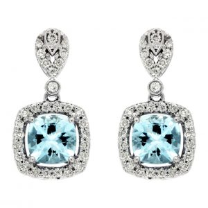 AQUAMARINE & DIAMOND EARRING