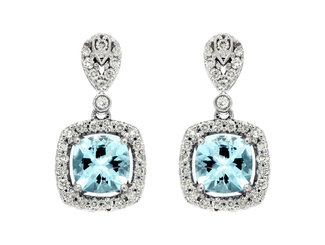 AQUAMARINE & DIAMOND EARRING