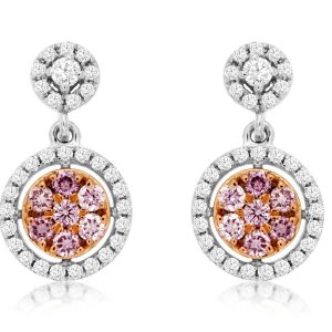 WHITE & PINK DIAMOND EARRING