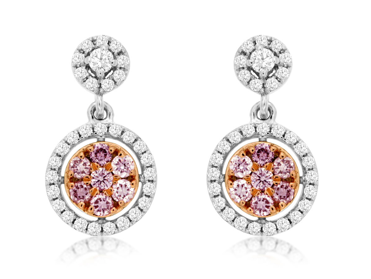 WHITE & PINK DIAMOND EARRING
