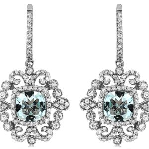 AQUAMARINE & DIAMOND EARRING