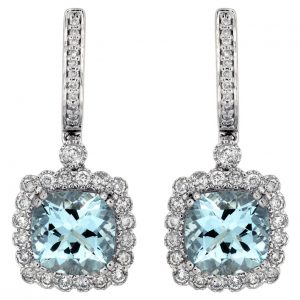 AQUAMARINE & DIAMOND EARRING