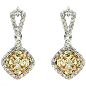 YELLOW DIA & DIAMOND EARRING