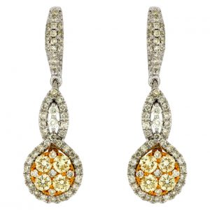 YELLOW DIA & DIAMOND EARRING