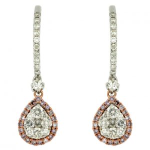 WHITE & PINK DIAMOND EARRING