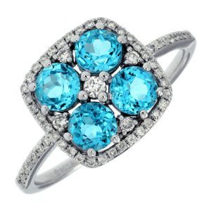 BLUE TOPAZ & DIAMOND RING
