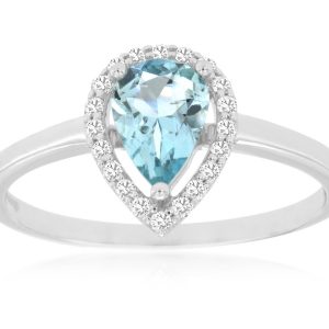 AQUAMARINE & DIAMOND RING