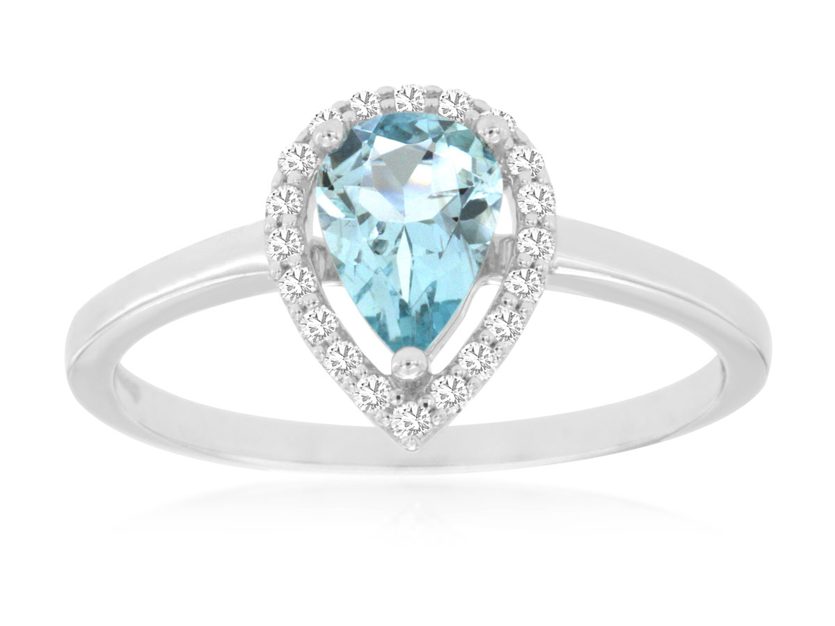AQUAMARINE & DIAMOND RING