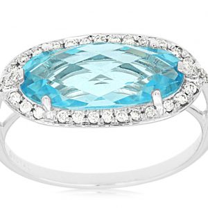 BLUE TOPAZ & DIAMOND RING