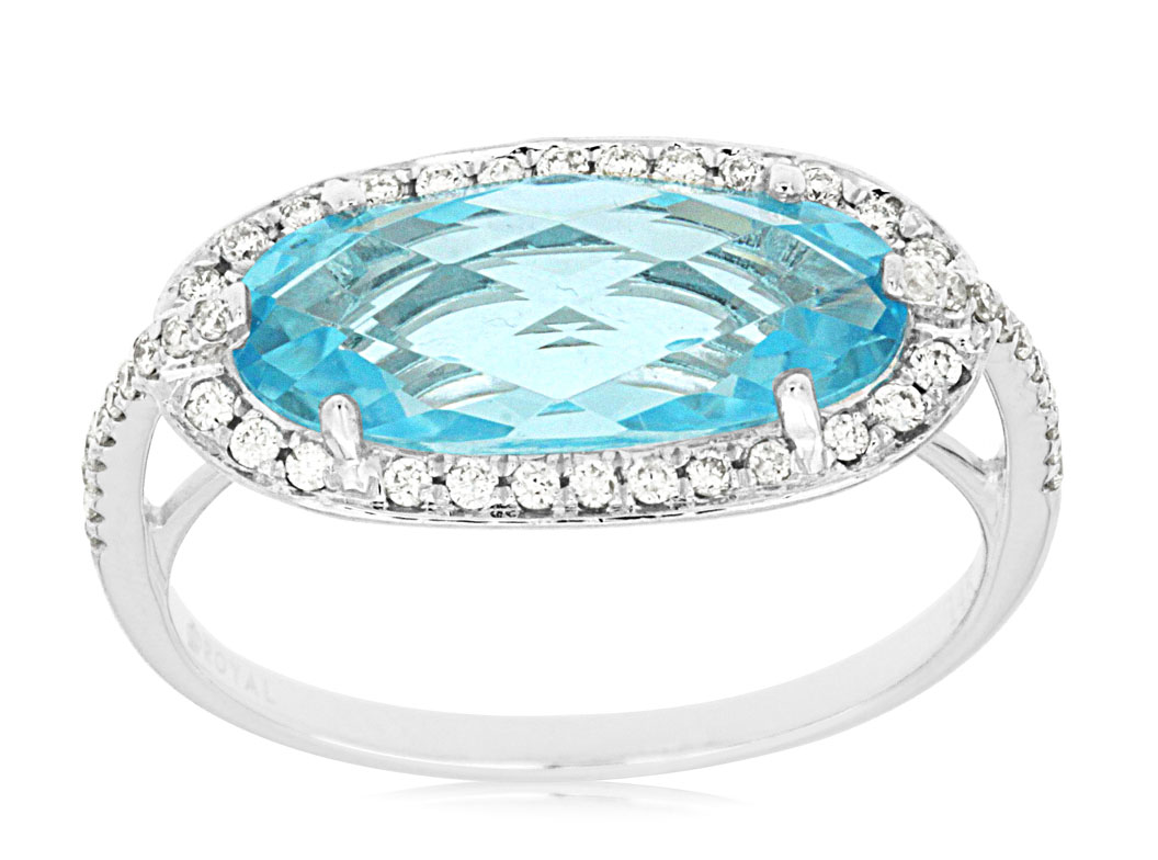 BLUE TOPAZ & DIAMOND RING