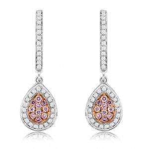WHITE & PINK DIAMOND EARRING