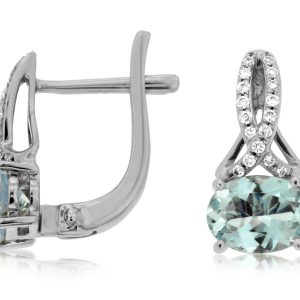 AQUAMARINE & DIAMOND EARRING