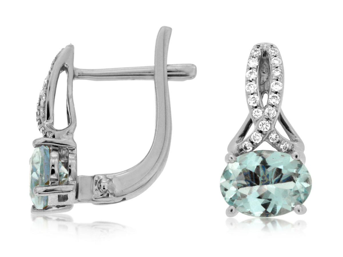 AQUAMARINE & DIAMOND EARRING