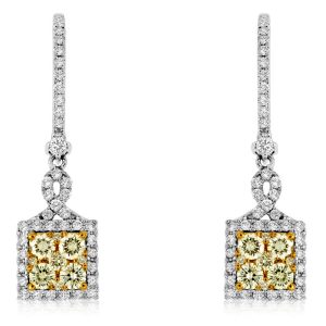 YELLOW DIA & DIAMOND EARRING