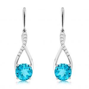 BLUE TOPAZ & DIAMOND EARRING