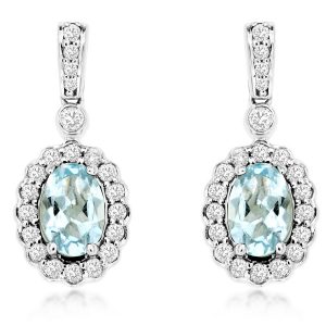 AQUAMARINE & DIAMOND EARRING