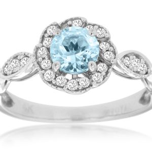 AQUAMARINE & DIAMOND RING