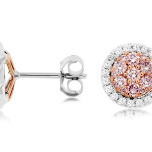 WHITE & PINK DIAMOND EARRING