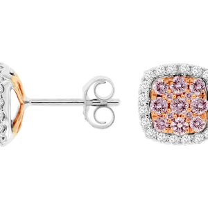 WHITE & PINK DIAMOND EARRING