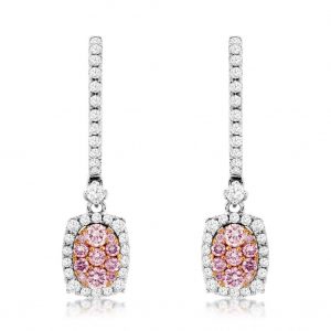 WHITE & PINK DIAMOND EARRING