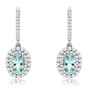 AQUAMARINE & DIAMOND EARRING