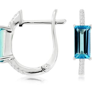 BLUE TOPAZ & DIAMOND EARRING