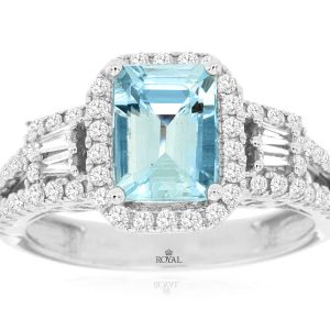 AQUAMARINE & DIAMOND RING