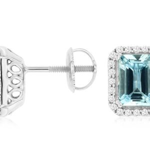 AQUAMARINE & DIAMOND EARRING