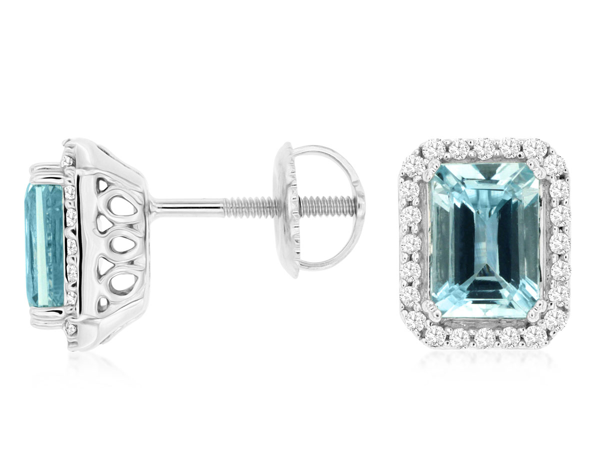 AQUAMARINE & DIAMOND EARRING