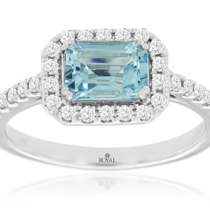 AQUAMARINE & DIAMOND RING
