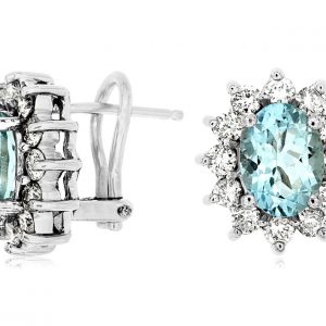 AQUAMARINE & DIAMOND EARRING