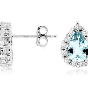AQUAMARINE & DIAMOND EARRING