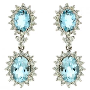 AQUAMARINE & DIAMOND EARRING