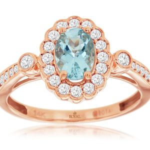 AQUAMARINE & DIAMOND RING