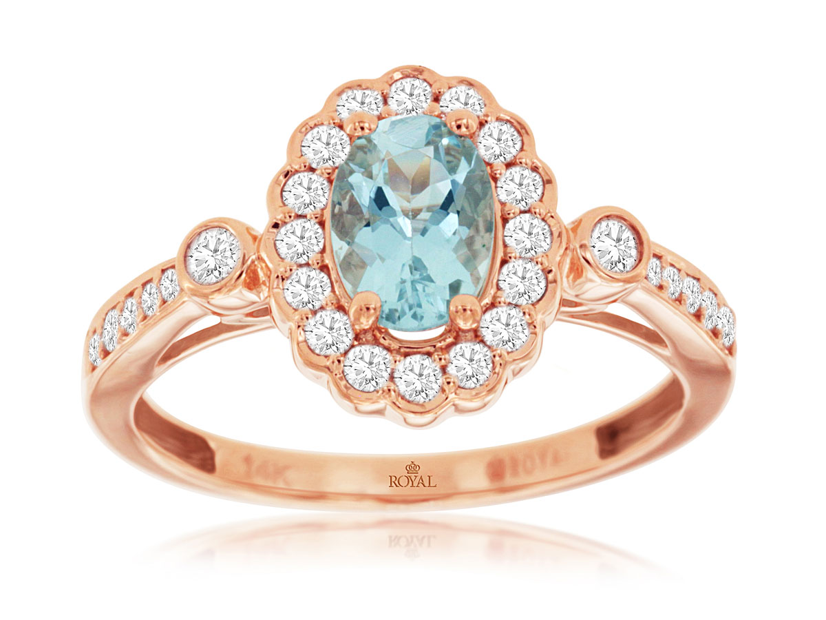 AQUAMARINE & DIAMOND RING