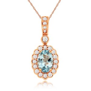 AQUAMARINE & DIAMOND PENDANT