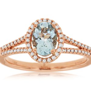 AQUAMARINE & DIAMOND RING