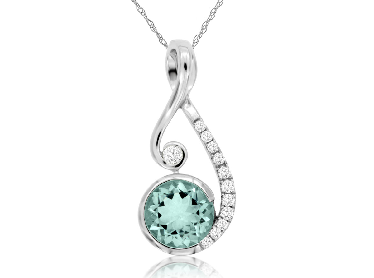 AQUAMARINE & DIAMOND PENDANT