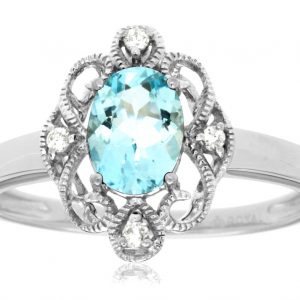 AQUAMARINE & DIAMOND RING