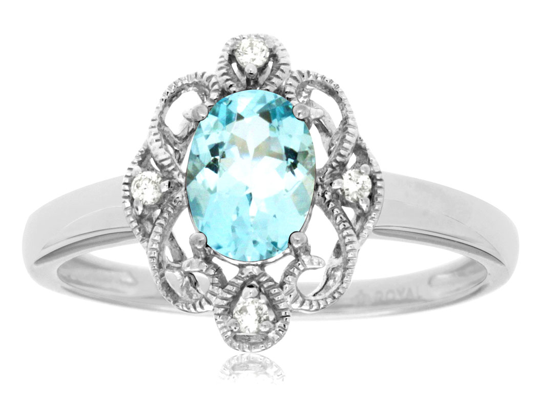 AQUAMARINE & DIAMOND RING